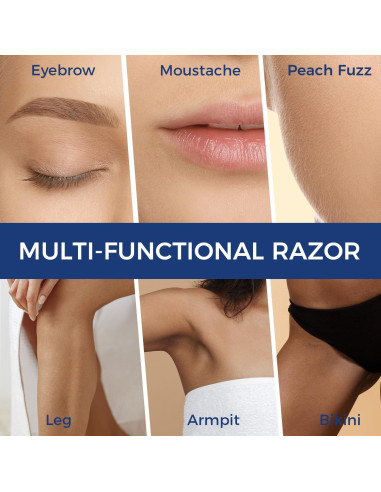 Rasuradora de Cejas ZOMCHI Azul con 11 Cuchillas y Tapa Silicona