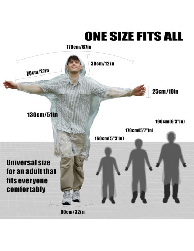 Ponchos Desechables GIISAM para Adultos - 12 Pcs Impermeables