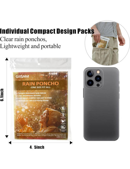 Ponchos Desechables GIISAM para Adultos - 12 Pcs Impermeables