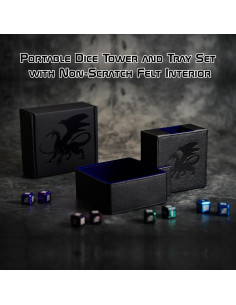 Torre de Dados Plegable AKO - Estuche de Cuero PU Azul 2