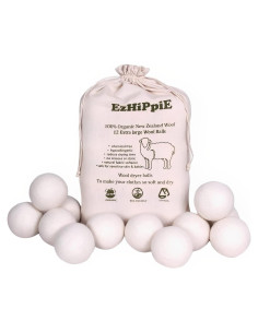 Bolas de Secado de Lana Ezhippie XL 12 Piezas - Orgánica y Reutilizable