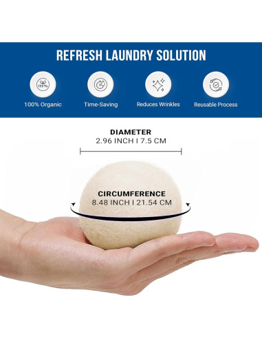 Bolas de Secado de Lana Ezhippie XL 12 Piezas - Orgánica y Reutilizable