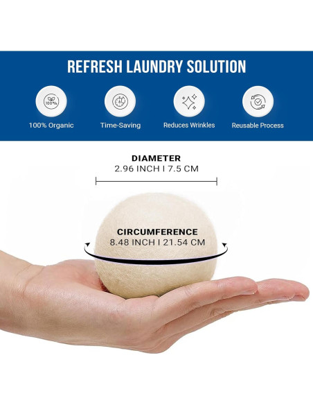 Bolas de Secado de Lana Ezhippie XL 12 Piezas - Orgánica y Reutilizable