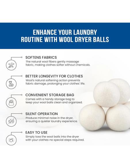 Bolas de Secado de Lana Ezhippie XL 12 Piezas - Orgánica y Reutilizable