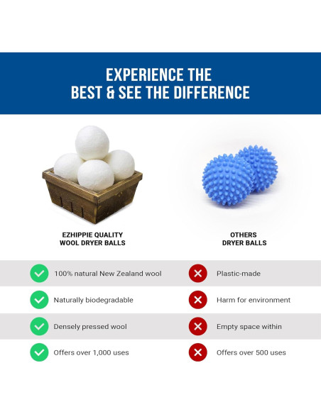 Bolas de Secado de Lana Ezhippie XL 12 Piezas - Orgánica y Reutilizable