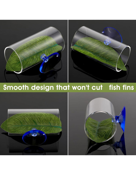 Túnel Acrílico para Peces Betta Aysatogc con Hoja Simulada