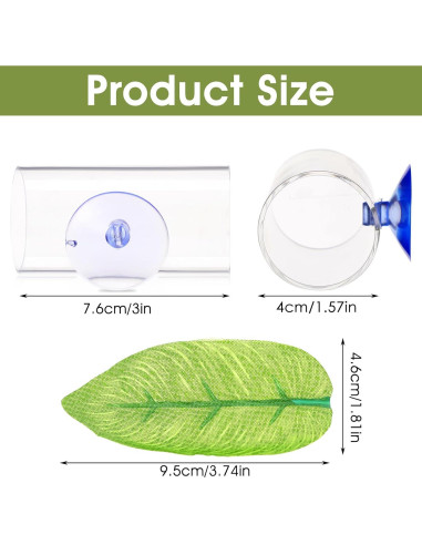 Túnel Acrílico para Peces Betta Aysatogc con Hoja Simulada