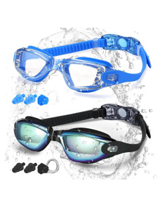 Gafas de natación COOLOO unisex, anti-vaho y UV, 2 paquetes