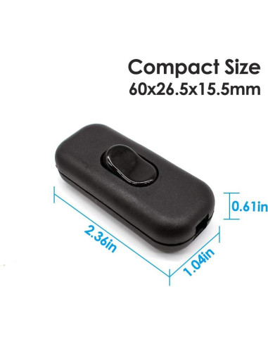 Interruptor en línea PLUSPOE DPST 2-Pack Negro 250V 10A