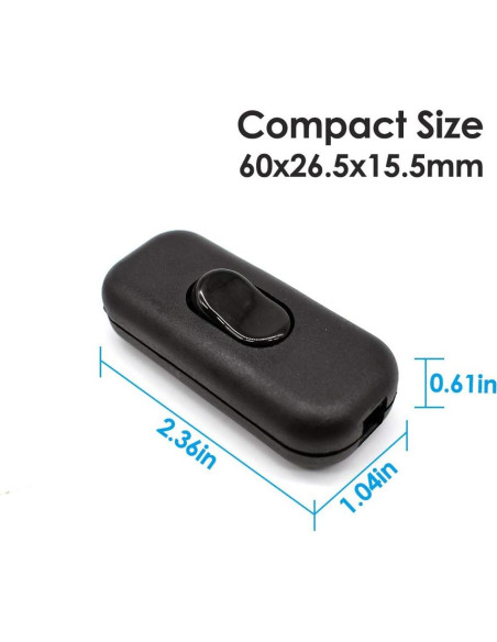 Interruptor en línea PLUSPOE DPST 2-Pack Negro 250V 10A