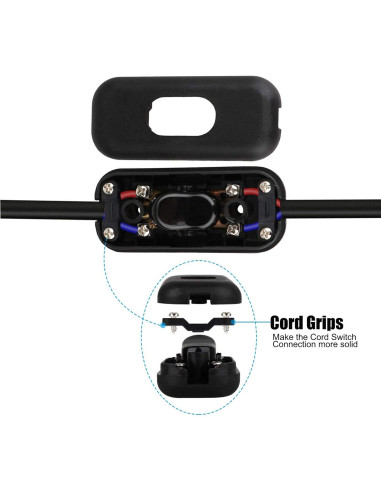 Interruptor en línea PLUSPOE DPST 2-Pack Negro 250V 10A