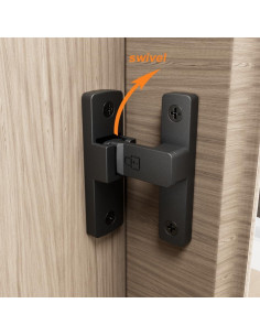 Cerradura de Pestillo Doble Acción ETEKJOY 90 Grados Negra 2