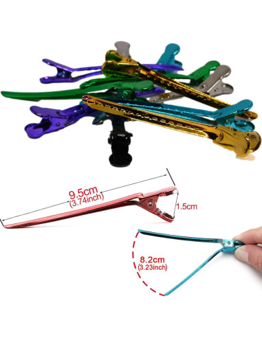 12 Clips de Pelo Metal Duckbill KACYDI 9.5cm Antideslizantes