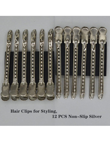 12 Clips de Pelo Metal Duckbill KACYDI 9.5cm Antideslizantes
