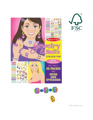 Almohadilla de Calcomanías de Joyería y Uñas Melissa & Doug - 360+ Calcomanías