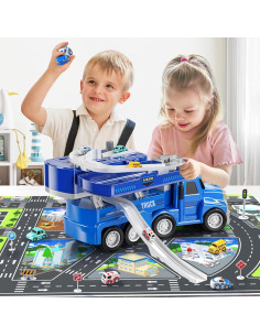 Camión de Juguete Transportador JUKUDAHU con 8 Coches y Pista 2