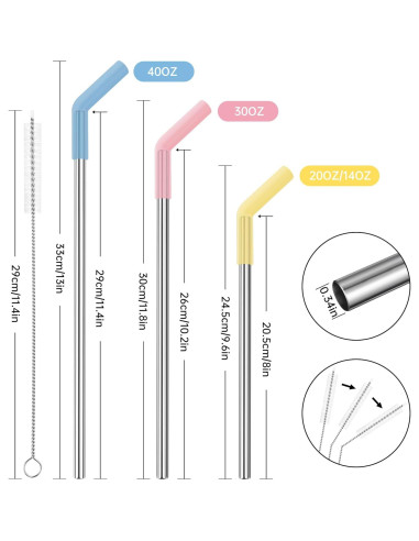 Pajitas Reutilizables Tomorotec de Acero Inoxidable 6-Pack