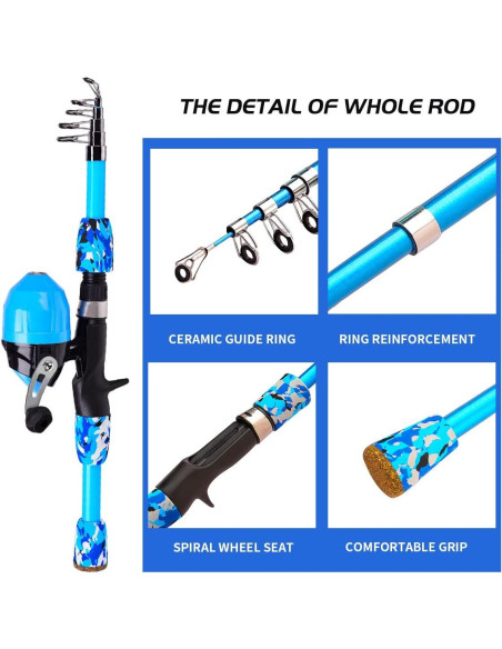 Caña de Pesca Telescópica para Niños BETTER LEADER 1.5m