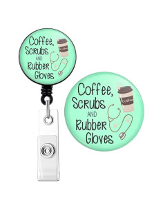 Portabotones Retráctil HASFINE Scrubs de Café con Clip