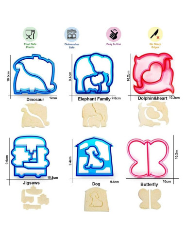 6 Cortadores de Sándwiches de Animales HANHAN - Apto Lavavajillas