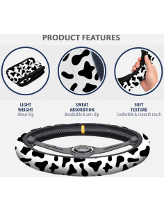 Funda de Volante Zadin Impresión de Vaca Universal 36.8-38.1 cm 2