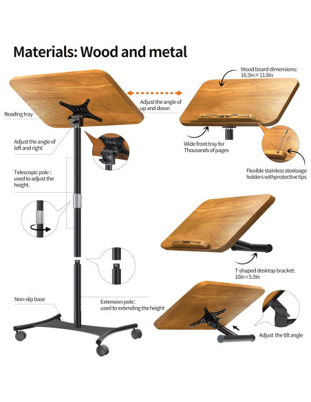 Soporte de Música y Libro NAMON 2-en-1 Madera Sólida 41.91x29.97cm