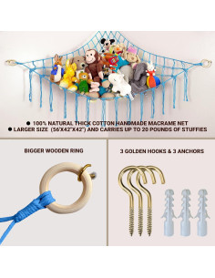 Hamaca Grande para Animales de Peluche Abby Baby Azul 142x107cm 2