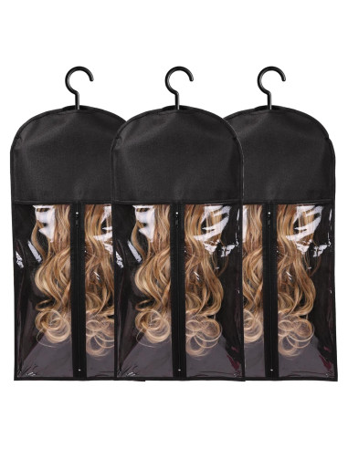 Bolsa de Almacenamiento para Pelucas AIHOPESTO 3PCS Negro