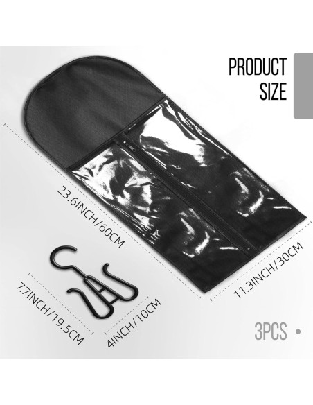 Bolsa de Almacenamiento para Pelucas AIHOPESTO 3PCS Negro