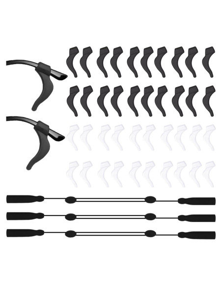 20 Pares Sujetadores Antideslizantes Gafas + 3 Correas Ajustables