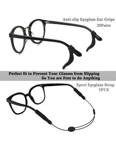20 Pares Sujetadores Antideslizantes Gafas + 3 Correas Ajustables