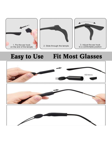 20 Pares Sujetadores Antideslizantes Gafas + 3 Correas Ajustables