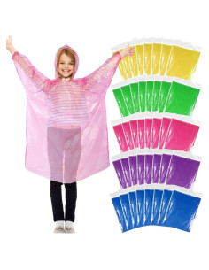Berlune 40 Ponchos Desechables para Niños Impermeables