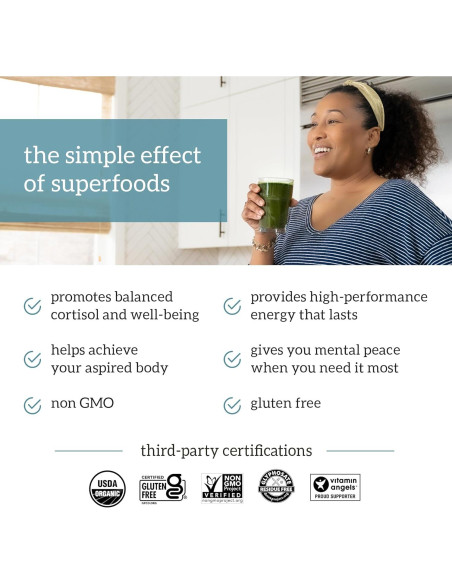 Organifi Jugo Verde - Polvo Orgánico 30 Porciones - Control de Estrés