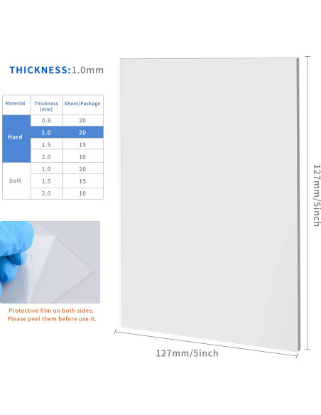 Hojas de Splint Dental Termoformadas 1.0mm - 20 Piezas