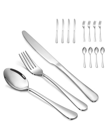 Juego de Cubiertos SANTUO 12 Piezas Acero Inoxidable Apto Lavavajillas