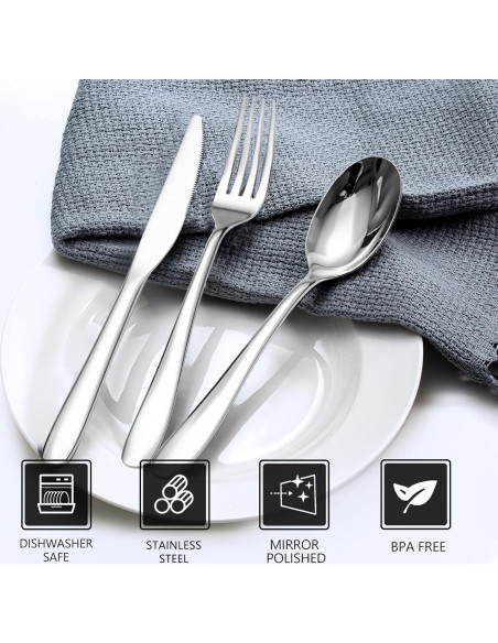 Juego de Cubiertos SANTUO 12 Piezas Acero Inoxidable Apto Lavavajillas