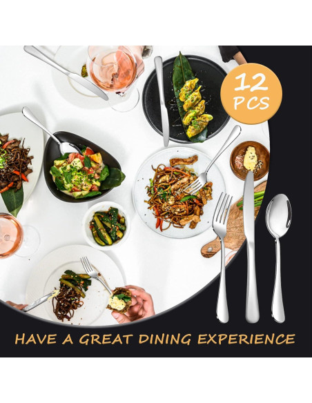 Juego de Cubiertos SANTUO 12 Piezas Acero Inoxidable Apto Lavavajillas