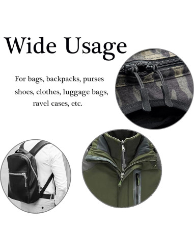 10 Pcs Tiradores de Cremallera Reemplazo Fbshicung Negro