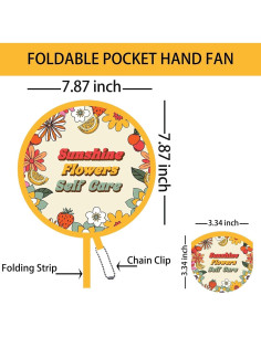 Paquete de 4 Abanicos de Mano SUJJY Plegables 20 cm Amarillo 2