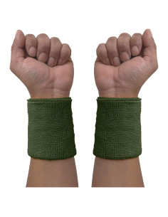 Muñequera Deportiva Couver WB104-MIX Algodón Verde Ejercito 1 Par