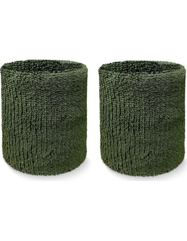 Muñequera Deportiva Couver WB104-MIX Algodón Verde Ejercito 1 Par