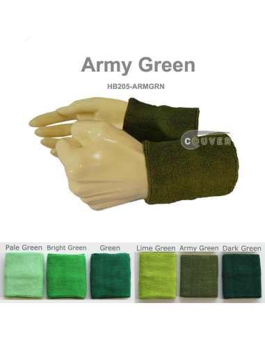 Muñequera Deportiva Couver WB104-MIX Algodón Verde Ejercito 1 Par