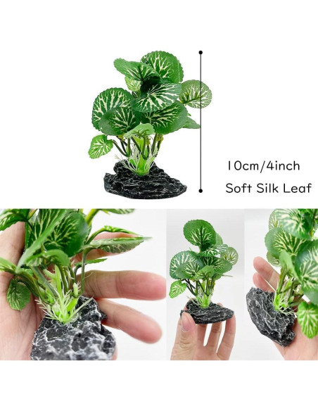Decoración Acuario Smoothedo 3pcs Plantas Artificiales 10cm