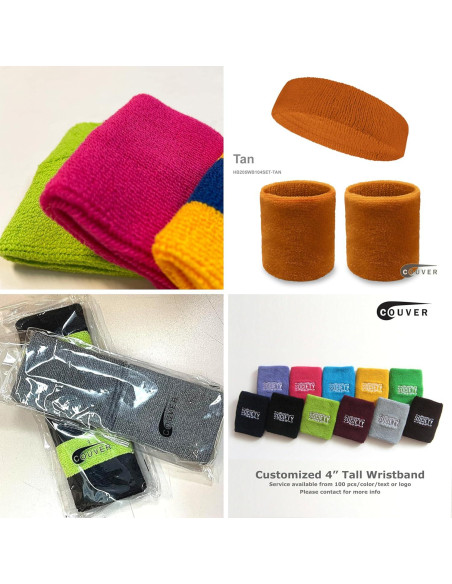 Muñequera Deportiva Couver WB104-MIX Algodón Verde Ejercito 1 Par