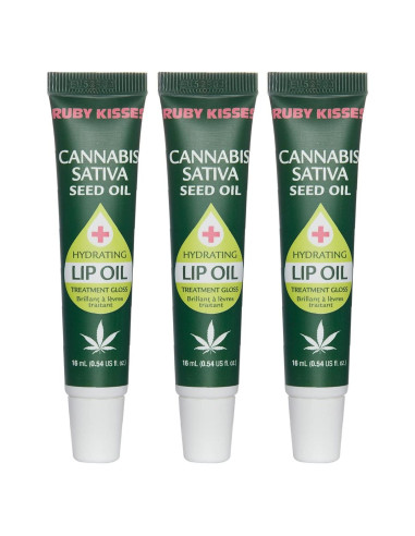 Aceite Labial Hidratante Ruby Kisses Semilla de Cáñamo 3 Paquetes