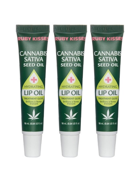 Aceite Labial Hidratante Ruby Kisses Semilla de Cáñamo 3 Paquetes