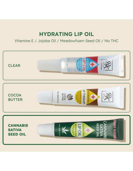 Aceite Labial Hidratante Ruby Kisses Semilla de Cáñamo 3 Paquetes