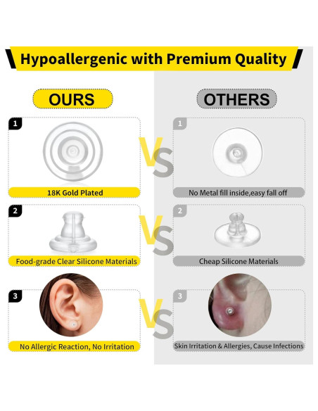12 Piezas Respaldo de Silicona Hipoalergénico para Pendientes Hazifes