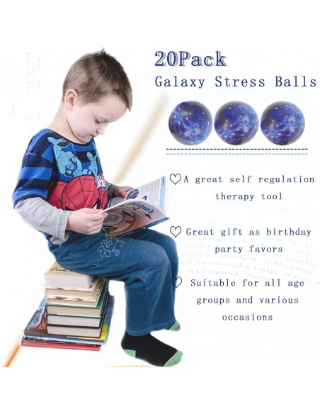 Paquete de 20 pelotas de estrés Galaxy 6.3 cm para niños